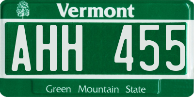 VT license plate AHH455