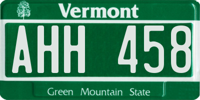 VT license plate AHH458