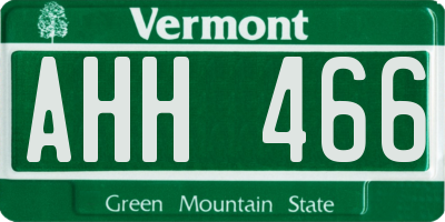 VT license plate AHH466