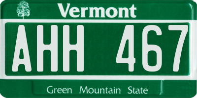 VT license plate AHH467