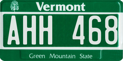VT license plate AHH468