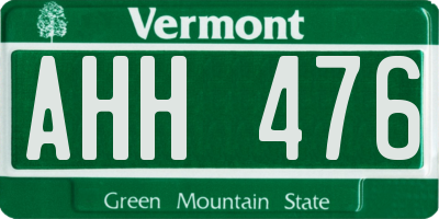 VT license plate AHH476