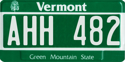 VT license plate AHH482
