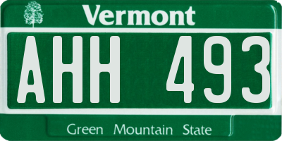 VT license plate AHH493
