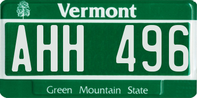 VT license plate AHH496