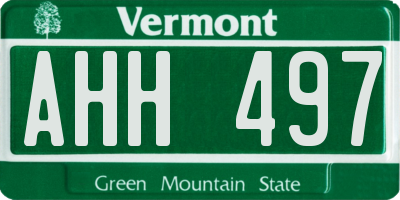 VT license plate AHH497
