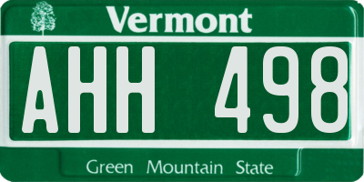 VT license plate AHH498