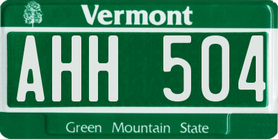 VT license plate AHH504