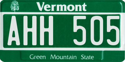 VT license plate AHH505