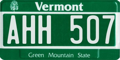 VT license plate AHH507