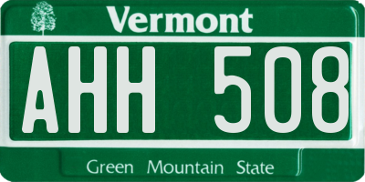 VT license plate AHH508