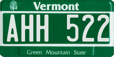 VT license plate AHH522