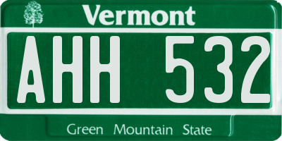 VT license plate AHH532