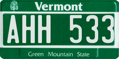 VT license plate AHH533