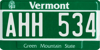 VT license plate AHH534