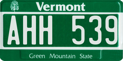 VT license plate AHH539