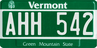 VT license plate AHH542