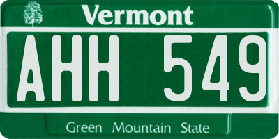 VT license plate AHH549