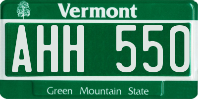 VT license plate AHH550