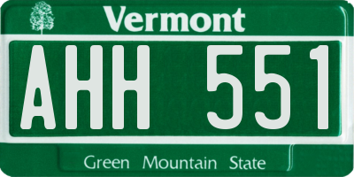 VT license plate AHH551