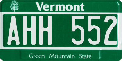 VT license plate AHH552