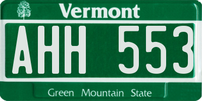 VT license plate AHH553
