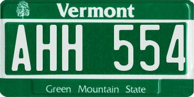 VT license plate AHH554