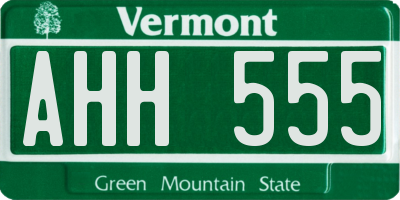 VT license plate AHH555