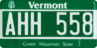 VT license plate AHH558