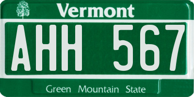 VT license plate AHH567