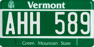 VT license plate AHH589