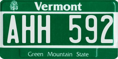 VT license plate AHH592