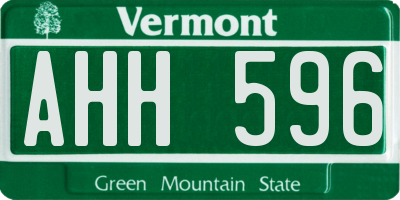 VT license plate AHH596