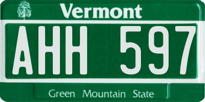 VT license plate AHH597