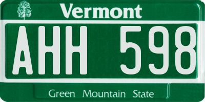 VT license plate AHH598