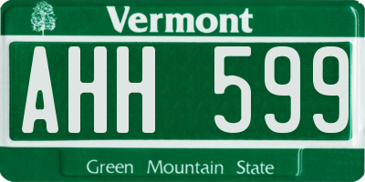 VT license plate AHH599
