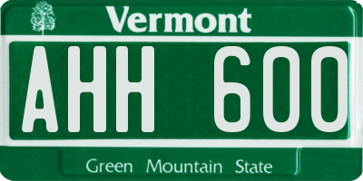 VT license plate AHH600