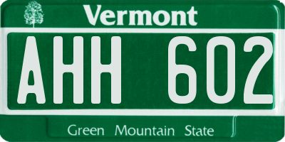 VT license plate AHH602