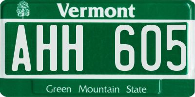VT license plate AHH605