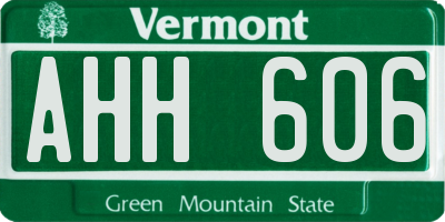 VT license plate AHH606