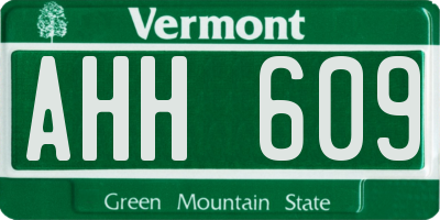 VT license plate AHH609