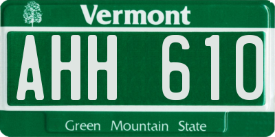 VT license plate AHH610