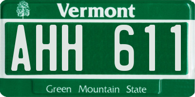 VT license plate AHH611