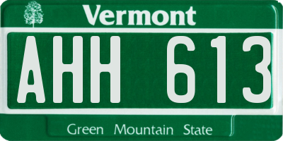 VT license plate AHH613