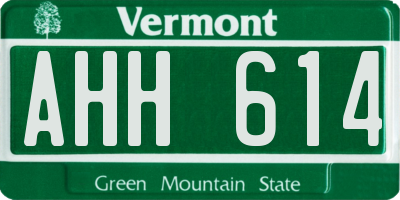 VT license plate AHH614
