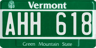 VT license plate AHH618