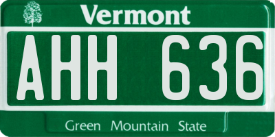 VT license plate AHH636