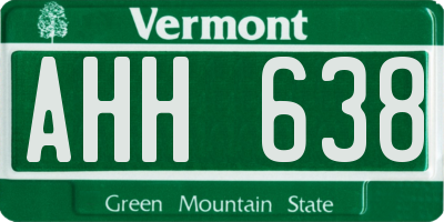 VT license plate AHH638