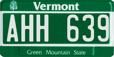 VT license plate AHH639