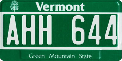 VT license plate AHH644